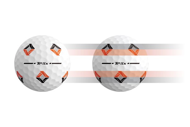 A graphic showing how the TaylorMade TP5x Pix ball looks when it is rolling