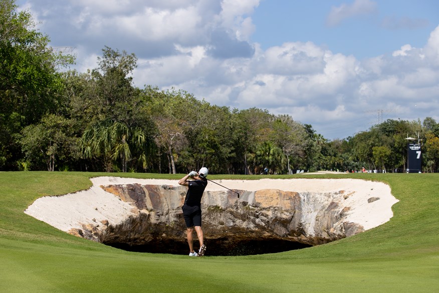 The distinctive hazards of El Camaleon Golf Course.