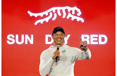 Tiger Woods unveils his new Sun Day Red clothing and footwear line.