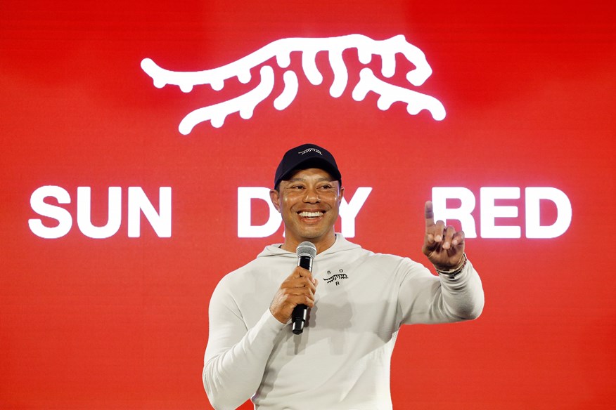 Tiger Woods unveils his new Sun Day Red clothing and footwear line.