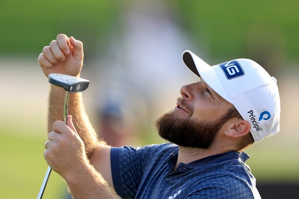 Tyrrell Hatton plays with a Ping Oslo putter