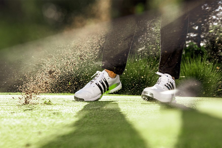 Colin Morikawa wearing the adidas Tour360 24 Golf Shoes