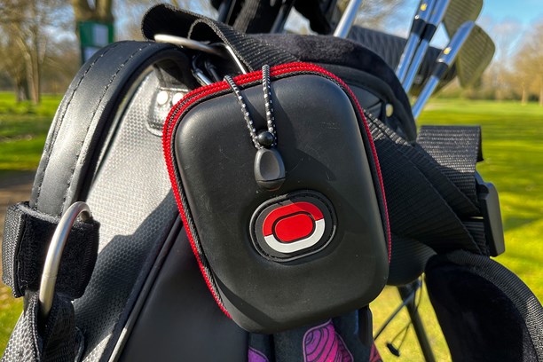 Zoom OLED Pro rangefinder on the golf bag