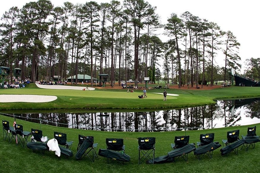 Augusta seating on the side of hole 16