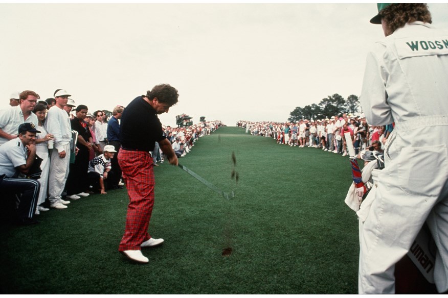 Ian Woosnam playing his approach to the 18th green.