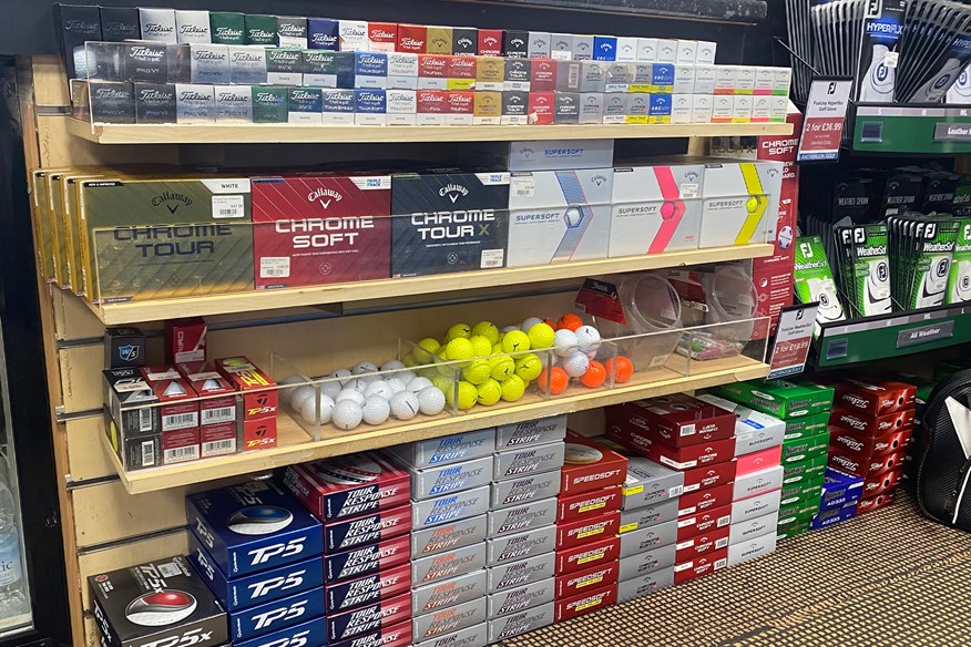 Golf ball selection in Andy Brooks' Pro Shop at Cleveland Golf Club