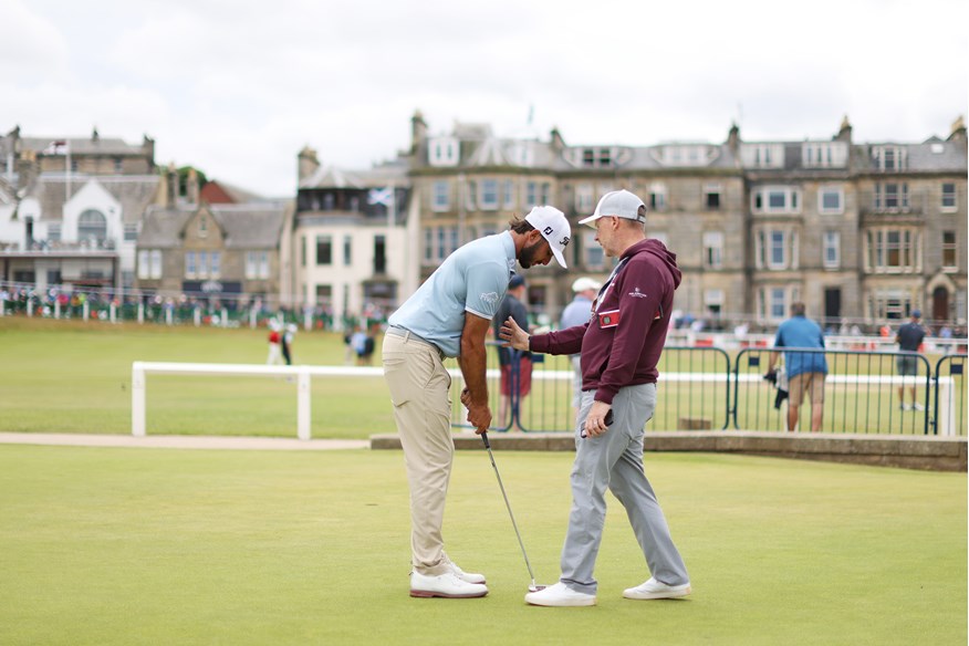 Phil Kenyon working with Max Homa at the 2022 Open Championship.