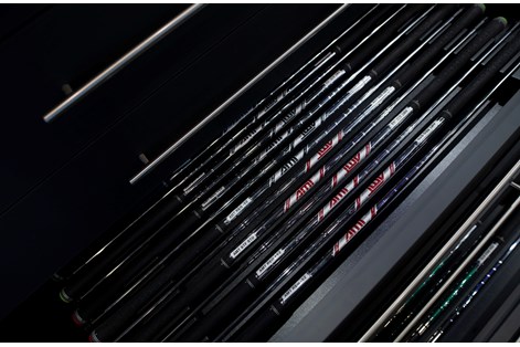A close up of the mid and lightweight True Temper AMT Black and Red shafts used in this test.