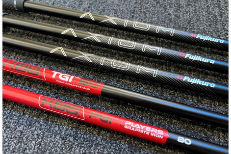 The after-market Fujikura Axiom and KBS graphite shafts used in this test.