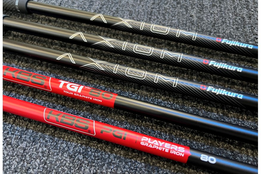 The after-market Fujikura Axiom and KBS graphite shafts used in this test.