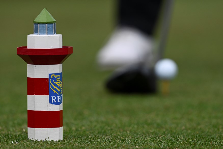 The famous lighthouse is replicated in the RBC Heritage tee markers at Hilton Head.