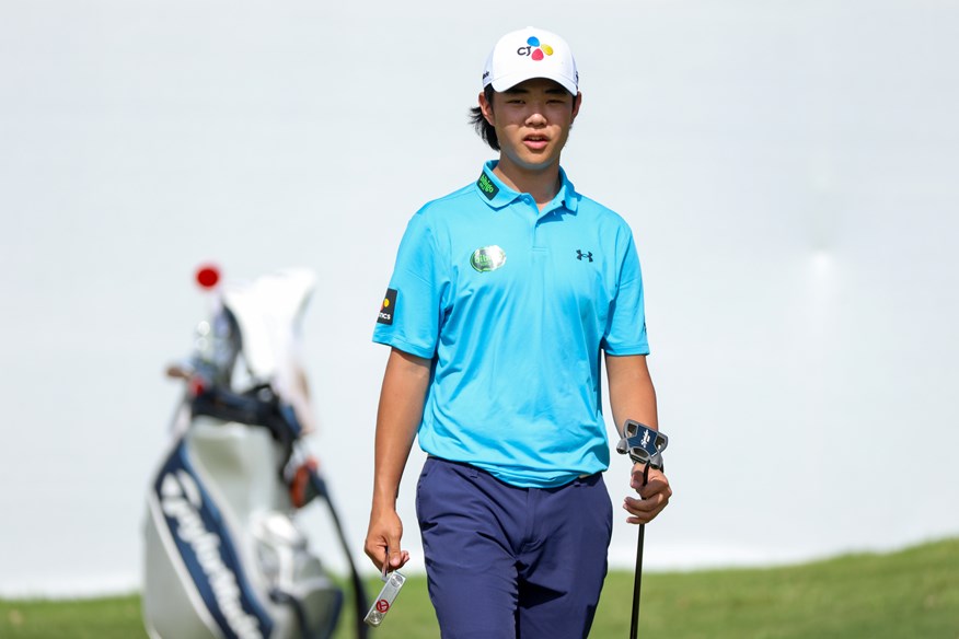 Kris Kim practices ahead of making his PGA Tour debut at the CJ Cup Byron Nelson