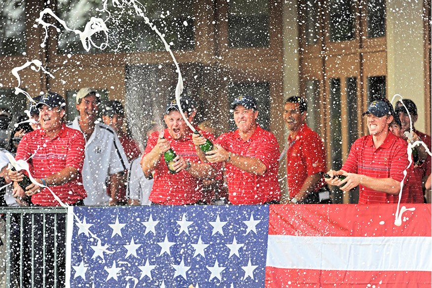 Paul Azinger led America to a comprehensive victory over Sir Nick Faldo's Team Europe at Valhalla.