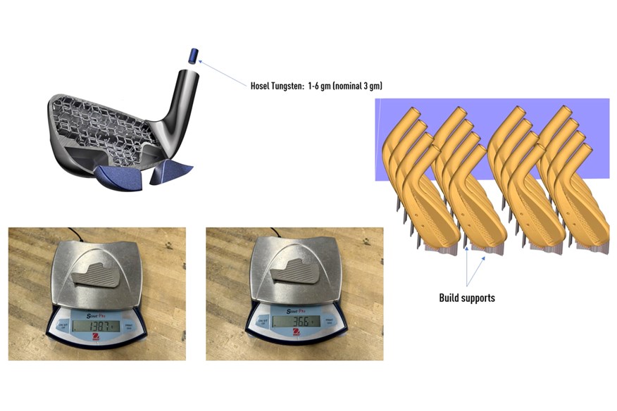 A graphic showing the 3D Printed lattice inside the iron head