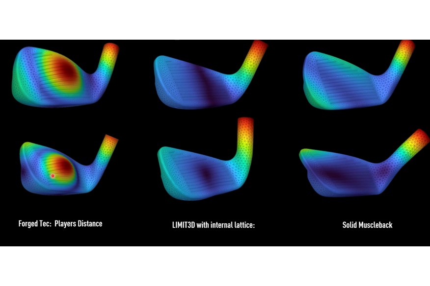 A graphic to show the Cobra 3D Printed Limited Iron vibrates like a blade not a hollow body distance iron