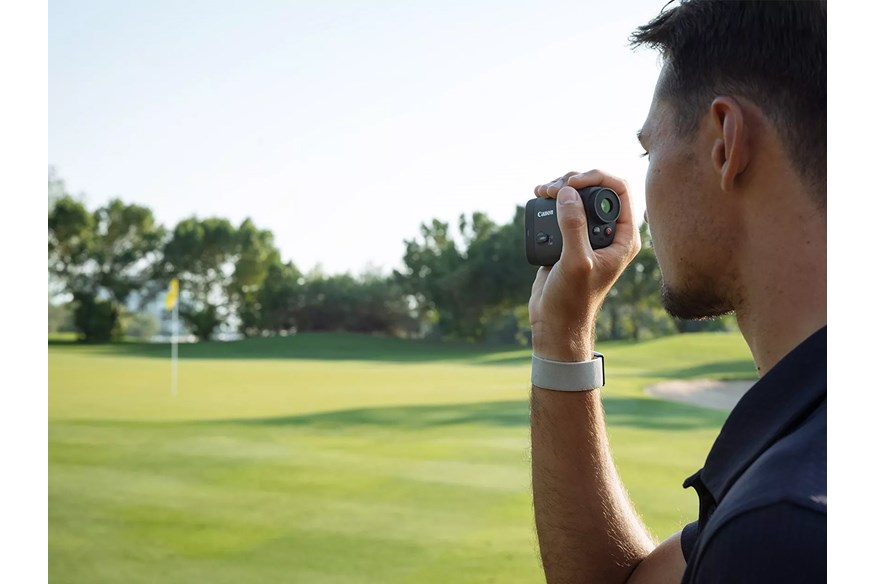 Using the Canon PowerShot Golf Rangefinder on the course.