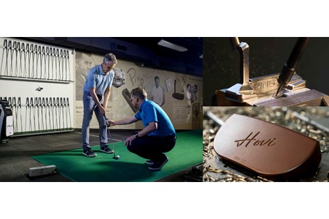 A golfer being fitted for a Ping PLD Custom putter at the brands Scottsdale HQ