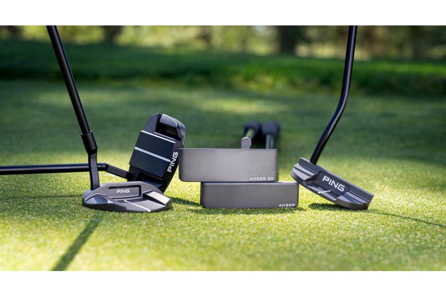 The full five model Ping PLD 2024 putter family on a green