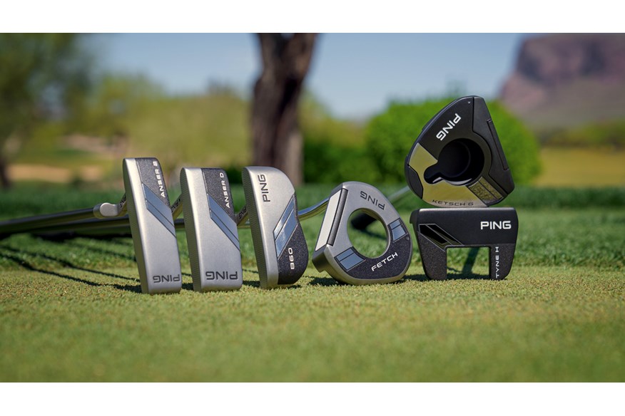 The six model ping 2024 putter family on a green