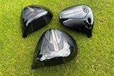 The soles of all three Titleist GT drivers