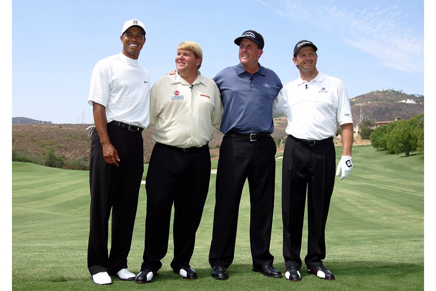 Retief Goosen with Tiger Woods, John Daly, and Phil Mickelson