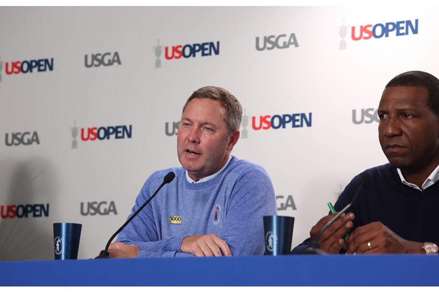 Mike Whan addresses the media ahead of the 2024 US Open