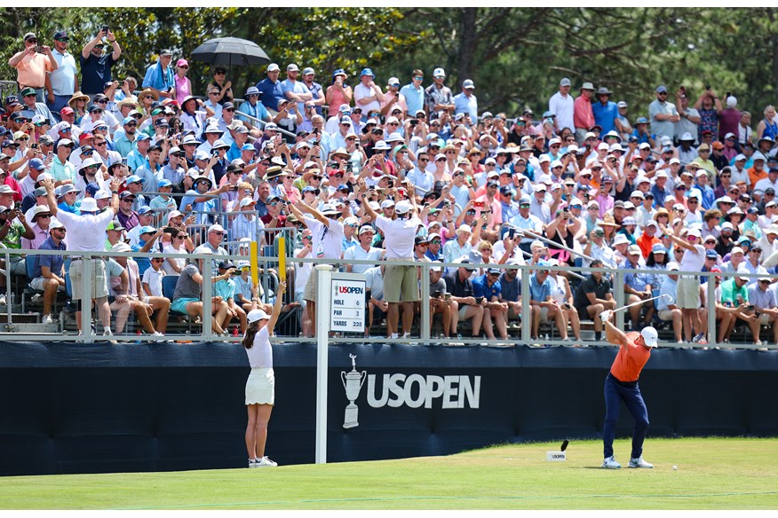 The phones come out as Rory McIlroy tees off at the US Open. He's right there, guys, watch him through your eyes!