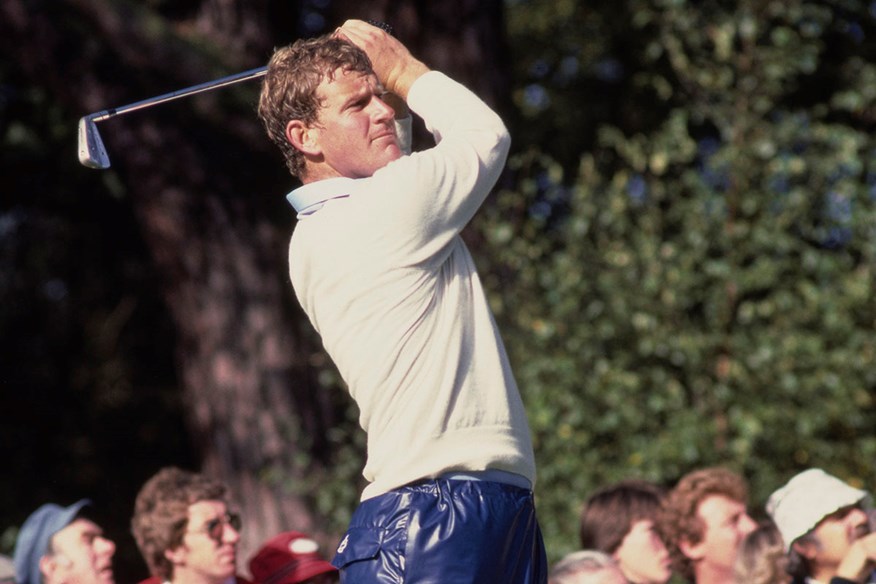 Sandy Lyle tees off at the European Open Championship in 1982