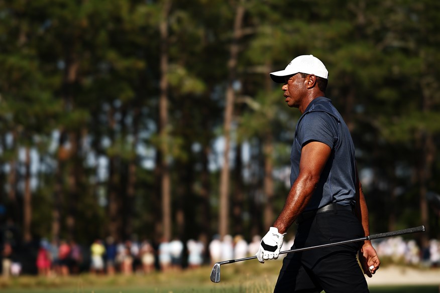 Crowds lining the fairways as Tiger Woods plays his second round at the US Open