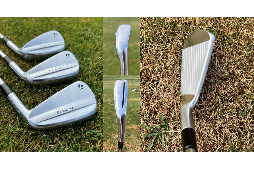 Two images to show the TaylorMade P770 (2024) iron at address, and the sole  width.