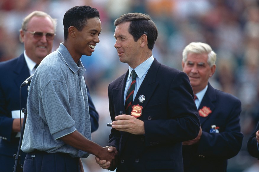 Tiger Woods receiving the Silver Medal at the 1996 Open Championship