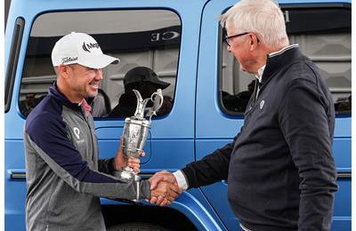 Brian Harman returns the Claret Jug in advance of the 2024 British Open at Royal Troon