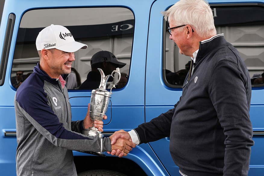 Brian Harman returns the Claret Jug in advance of the 2024 British Open at Royal Troon