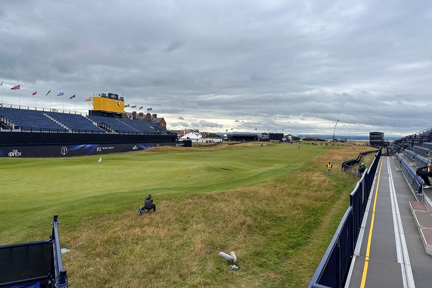 The 18th grandstand at Royal Troon for the 2024 Open Championship