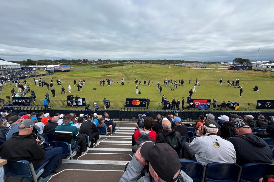 The view from the grandstand on the practice ground at Royal Troon for the 2024 British Open Championship