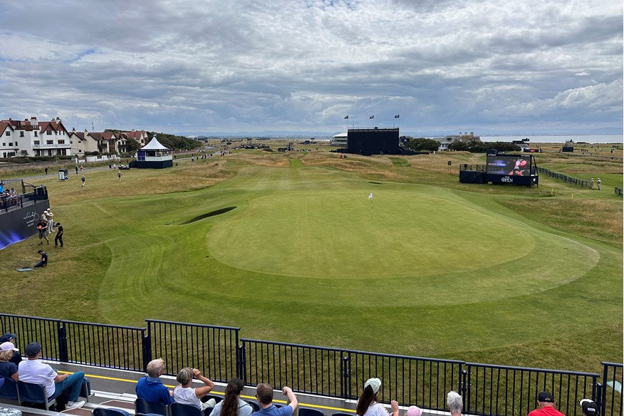 The view from the grandstand on the 17th hole at Royal Troon for the 2024 British Open Championship