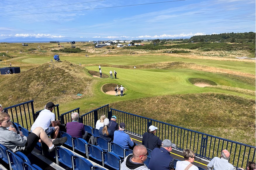 The view from the 8th green grandstand at Royal Troon for the 2024 Open Championship