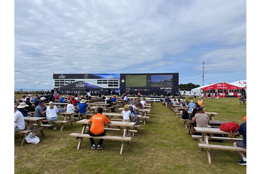 The spectator village at Royal Troon for the 2024 British Open Championship