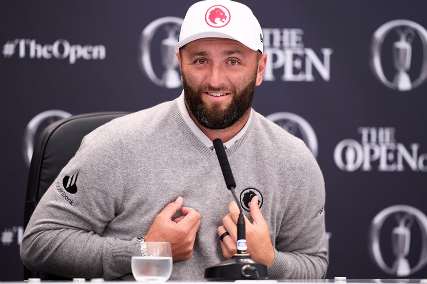 Jon Rahm addresses the media ahead of the 2024 British Open