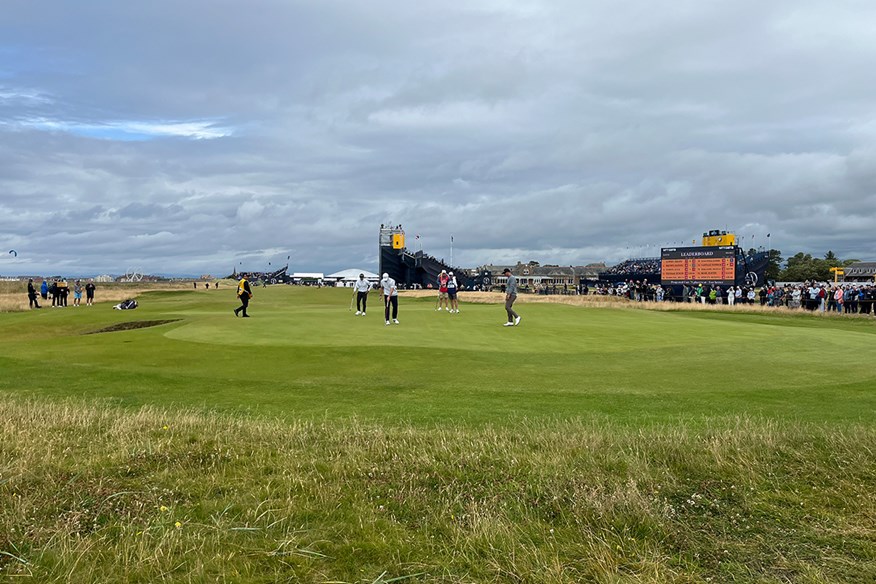 Watching players behind the 1st green at Royal Troon