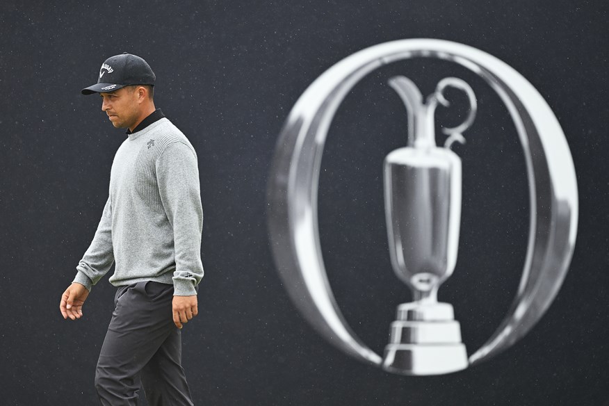 A soggy Schauffele during the third round of The Open at Royal Troon