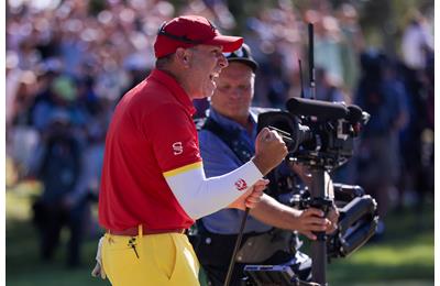 Sergio Garcia roaring with delight after winning LIV Golf Andalucia