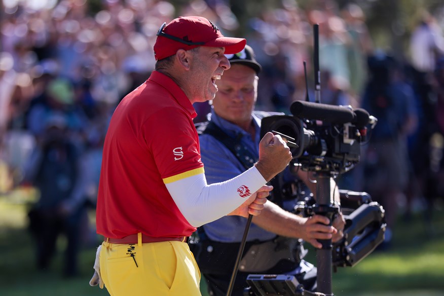 Sergio Garcia roaring with delight after winning LIV Golf Andalucia