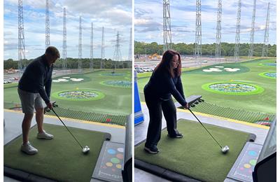 The Today's Golfer team testing the Sure Thing driver at Topgolf.