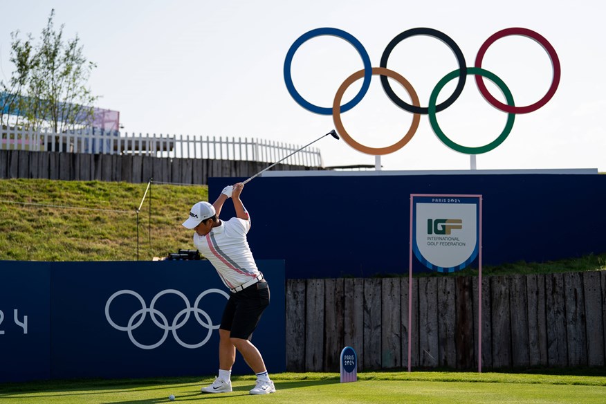 Tom Kim during a practice round at the Olympics in Paris.