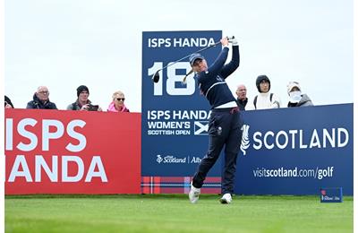 Charley Hull tees off on the 18th hole at the Women's Scottish Open