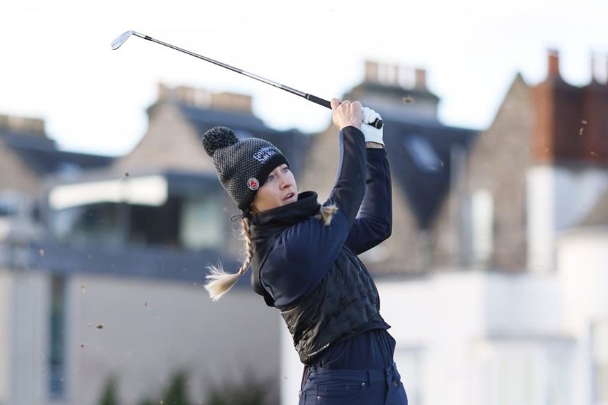 USA's Nelly Korda hits a shot in the 2024 AIG Women's Open Pro-Am