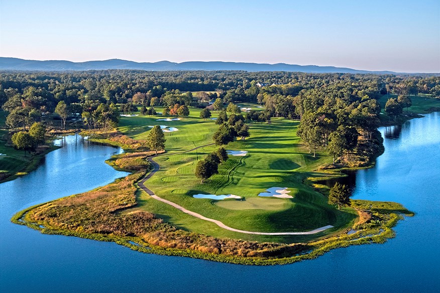 The 13th and 14th holes at Robert Trent Jones Golf Club, Virginia, USA