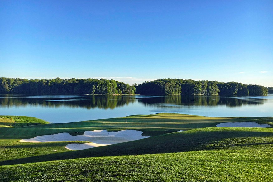 The 18th hole at Robert Trent Jones Golf Club, Virginia, USA