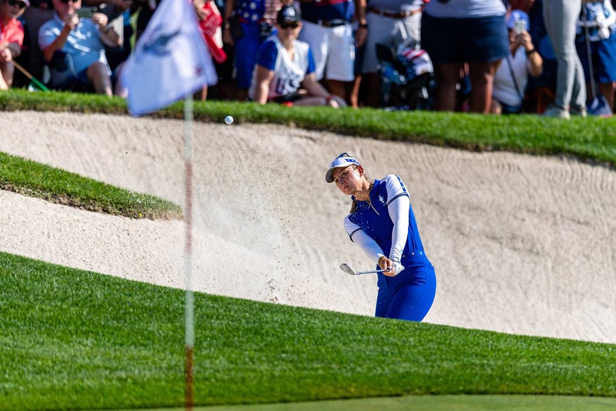 Europe's Emily Pedersen during the second day of the 2024 Solheim Cup